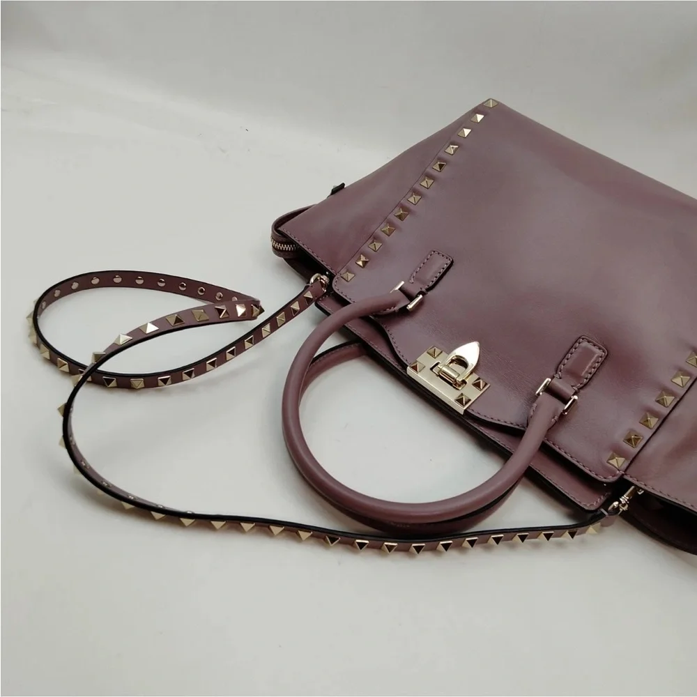 351. Valentino Garavani Rockstud Purple Rigid Leather with Gold Studs